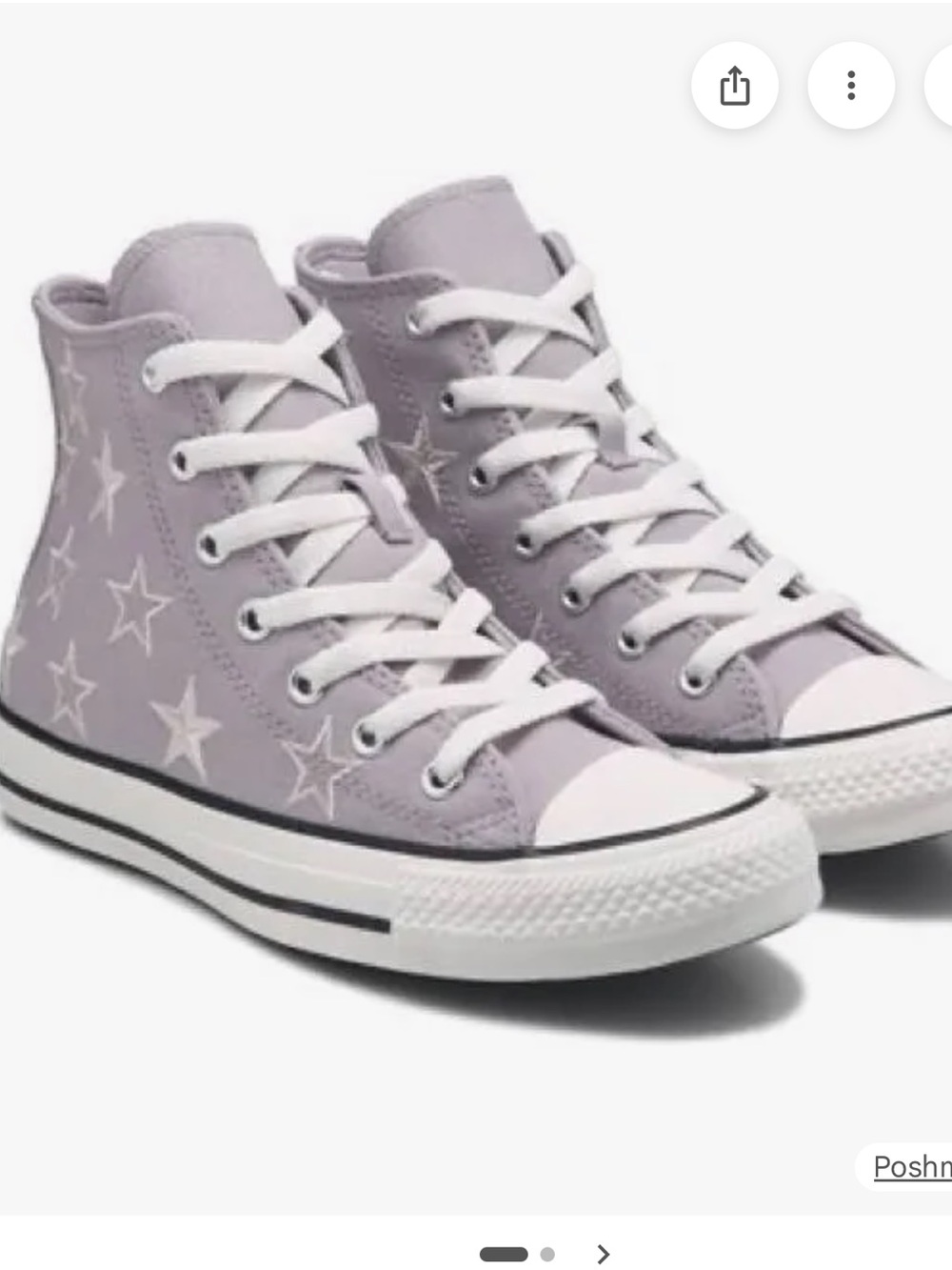 VEUC Kids High-Top Canvas Sneakers in Lavender with Star Stitching